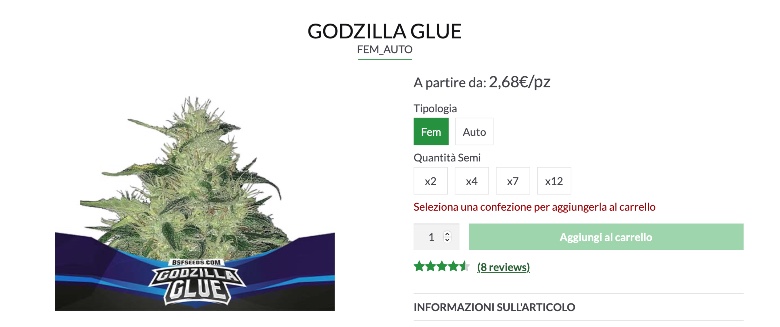 semi autofiorenti di Godzilla glue ad alto thc
